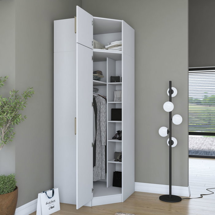 Hanah Home Armario Blanco con Estanterías Hanah Home Armario Blanco con Estanterías